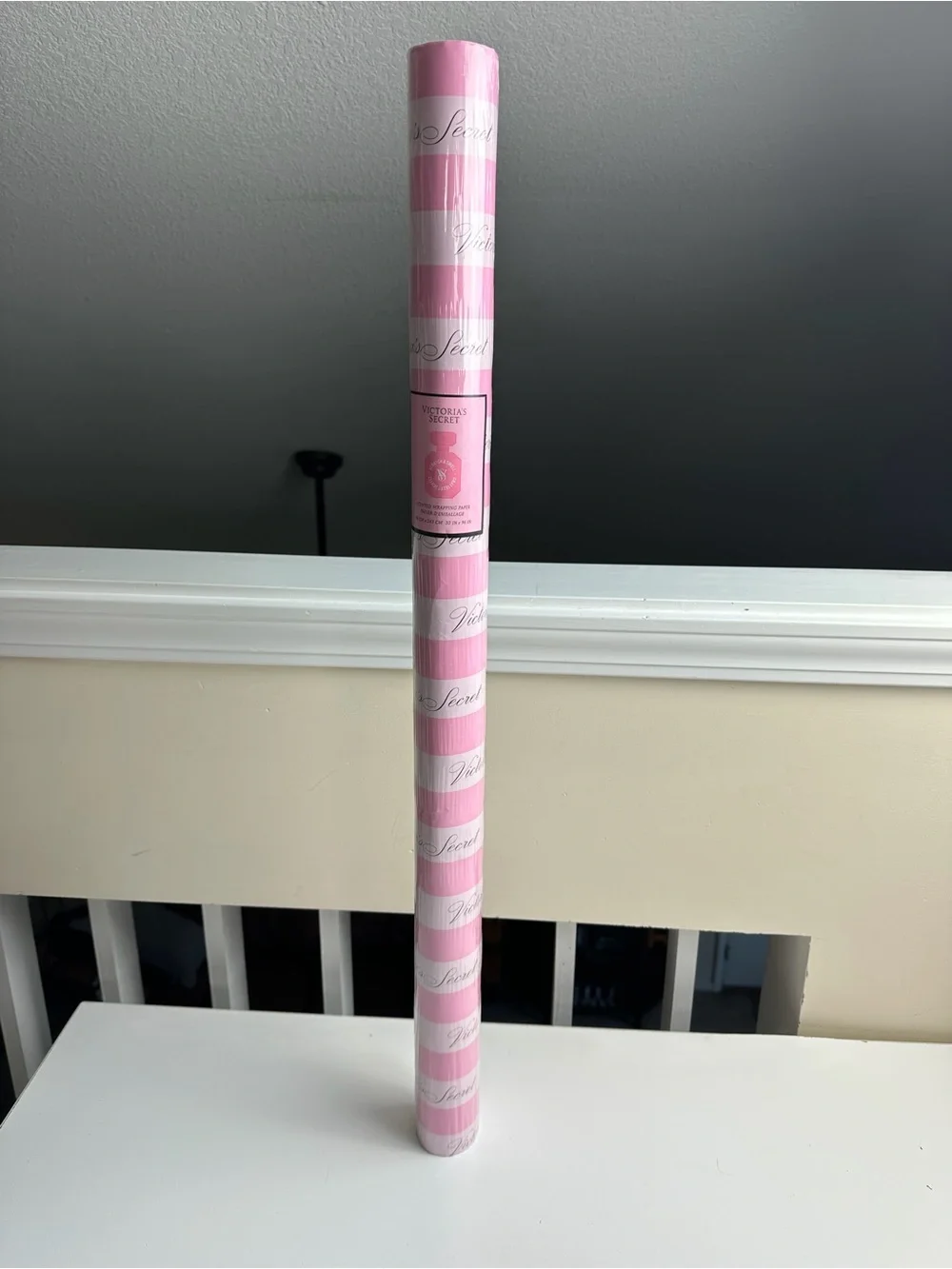 Victoria's Secret Pink Scented Wrapping Paper Roll Stripe Logo 30x96 Tube Sealed